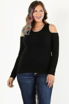 Curvy Carmen Sweater Cold Shoulder