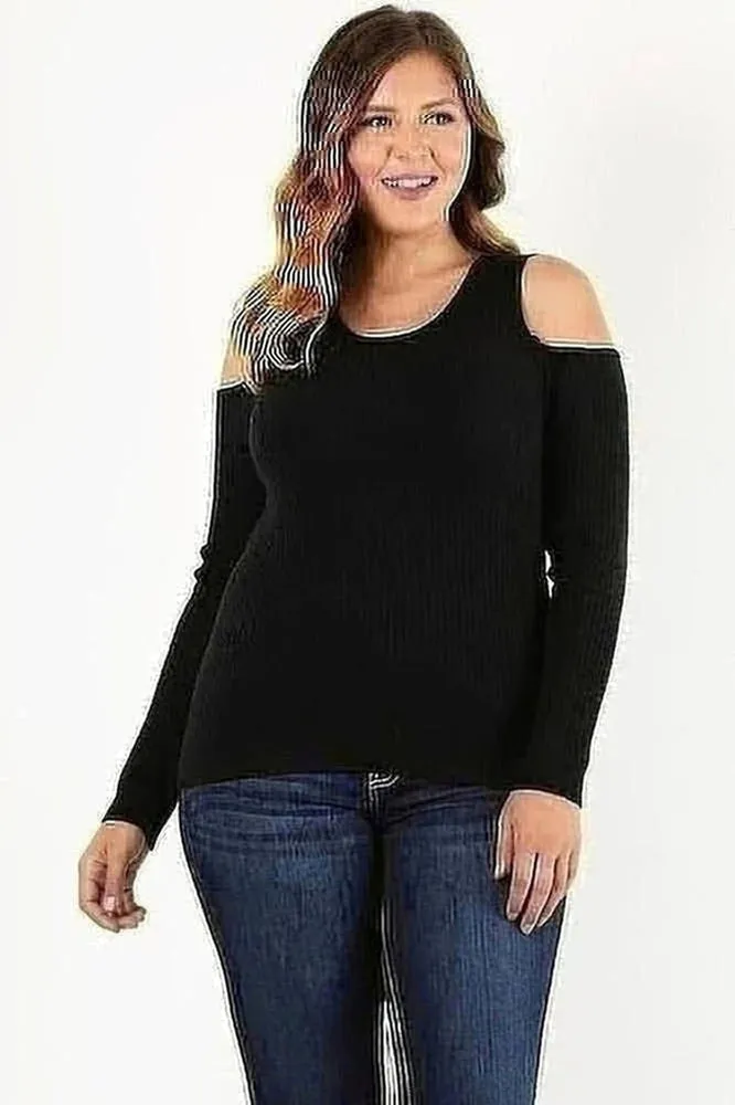 Curvy Carmen Sweater Cold Shoulder