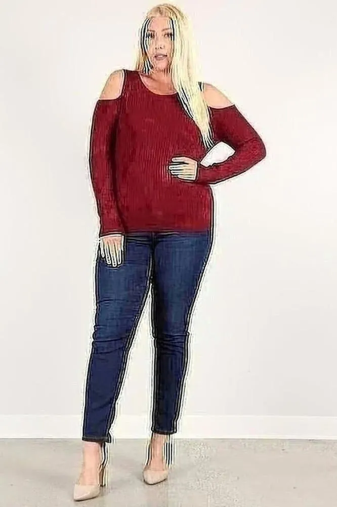 Curvy Carmen Sweater Cold Shoulder