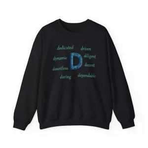 D Alphabet Sweatshirt, Motivational, Alphabet Initial "D" Optimistic, Mental Health Unisex Heavy Blend™ Crewneck Sweatshirt, Self-affirming Sweatshirt