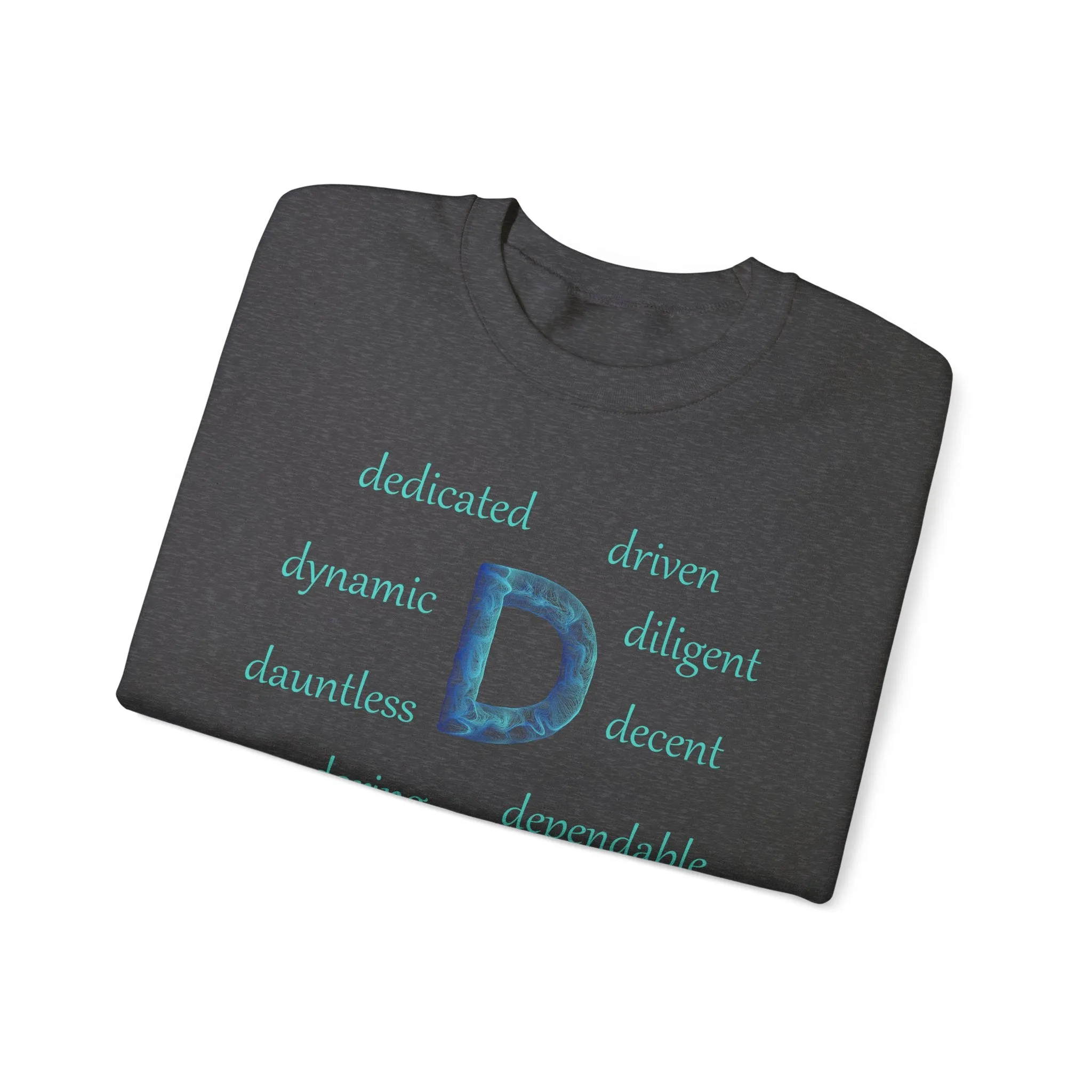 D Alphabet Sweatshirt, Motivational, Alphabet Initial "D" Optimistic, Mental Health Unisex Heavy Blend™ Crewneck Sweatshirt, Self-affirming Sweatshirt