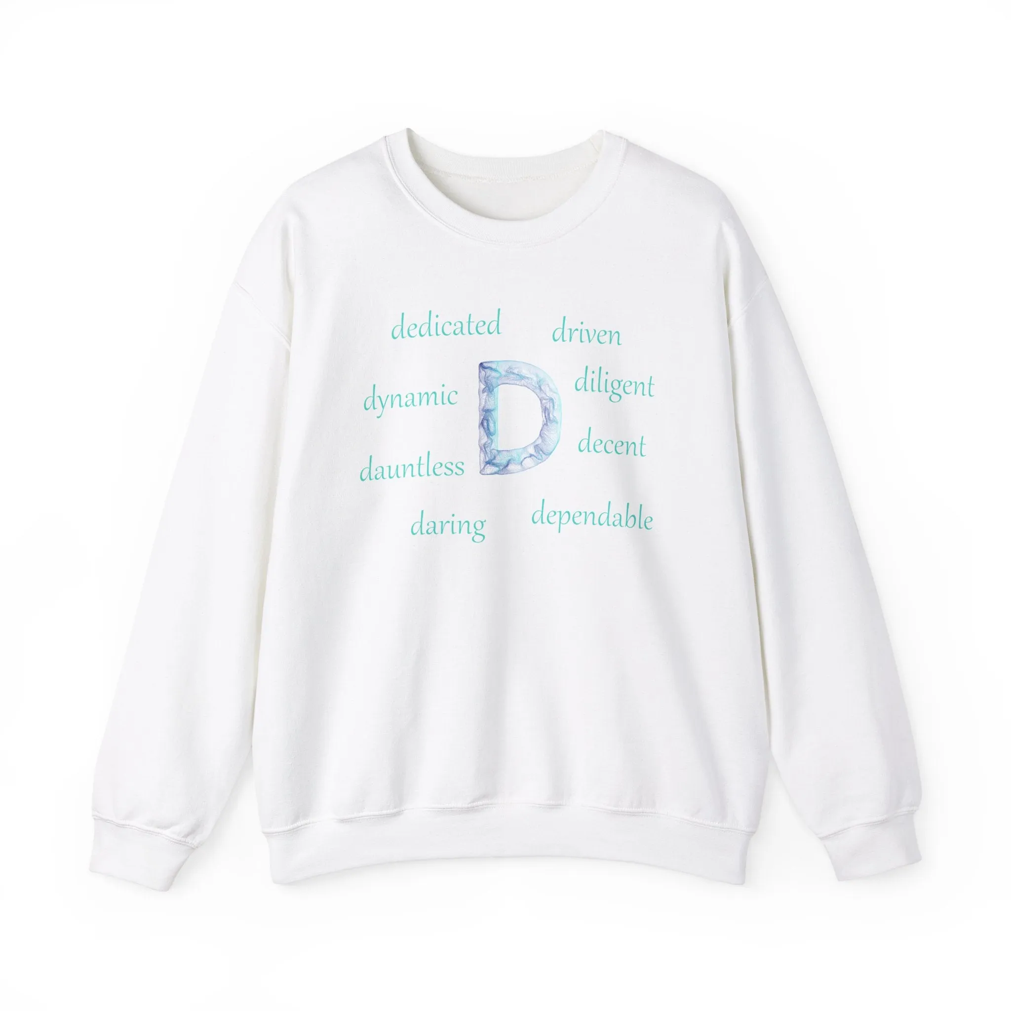 D Alphabet Sweatshirt, Motivational, Alphabet Initial "D" Optimistic, Mental Health Unisex Heavy Blend™ Crewneck Sweatshirt, Self-affirming Sweatshirt