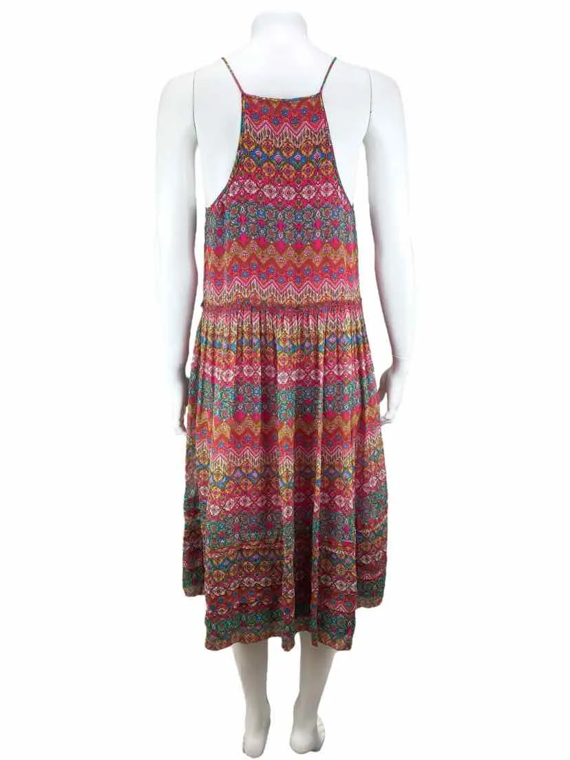 Diane Von Furstenberg Women's Franny Silk Midi Dress Fuchsia/Multi Size S