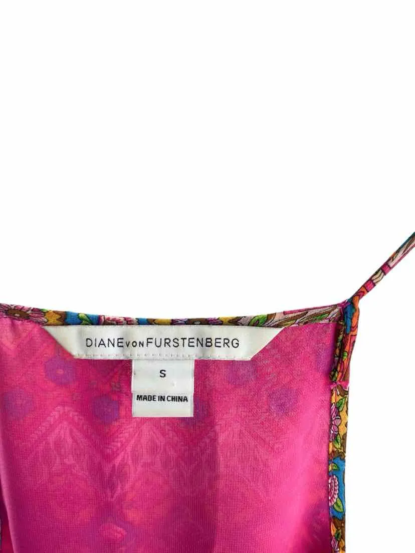 Diane Von Furstenberg Women's Franny Silk Midi Dress Fuchsia/Multi Size S