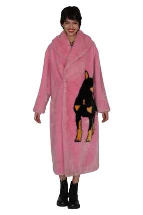 Doberman and Pug Faux Fur Coat