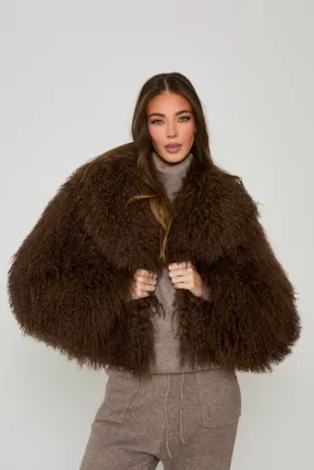 Elsa Cropped Mongolian Fur Coat