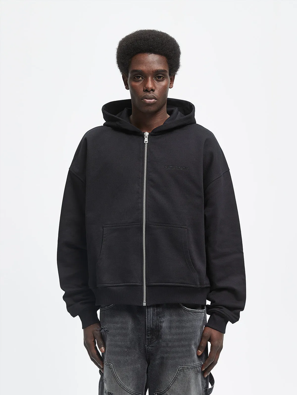 ESSENTIAL ZIP HOODIE - BLACK