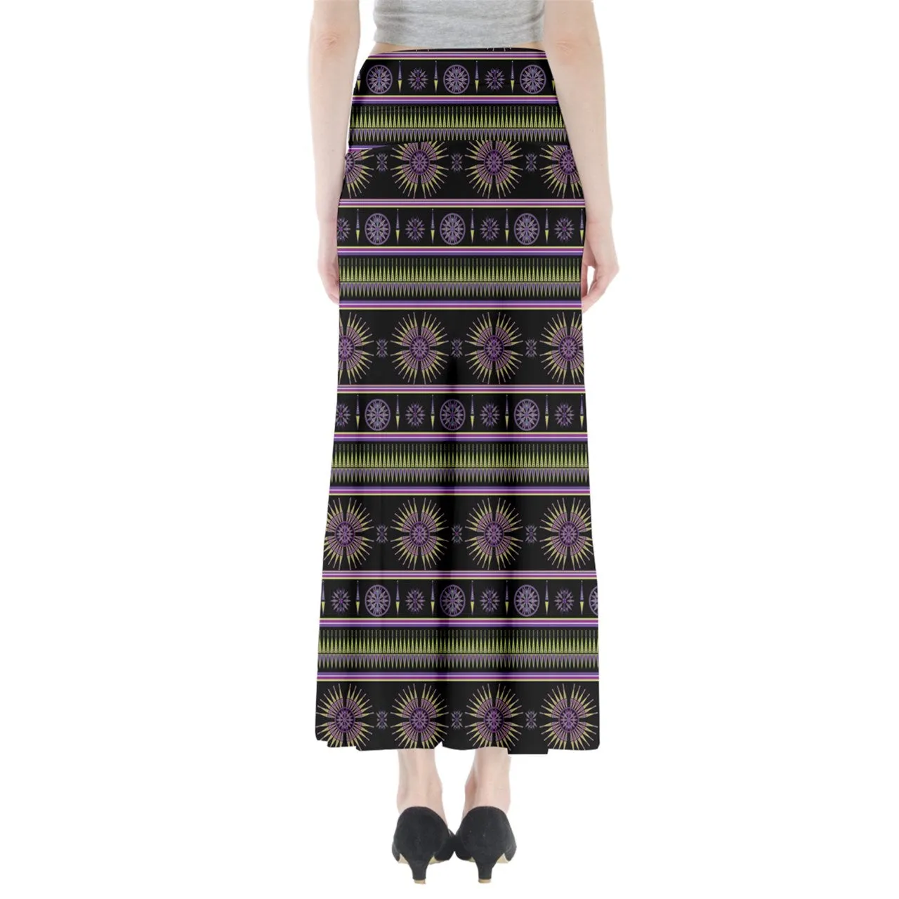 Evening Feather Wheel Full Length Maxi Skirt