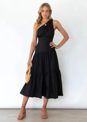 Fall In Love One Shoulder Maxi Dress - Black