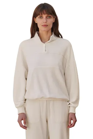 Faux Sherpa Collar Sweatshirt, Ecru