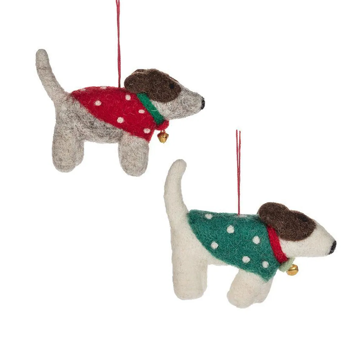 Felted Dog in Coat Ornament