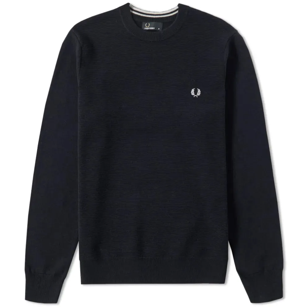 FRED PERRY TEXTURED TUCK STITCH CREW SWEAT