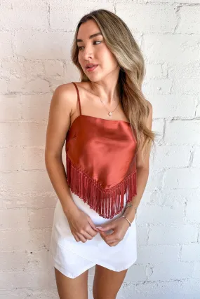 Fringe Detail Tie Back Top