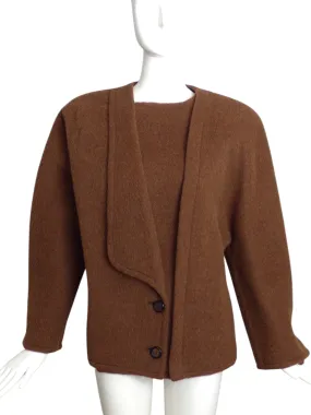 GALANOS- 1980s Brown Wool Coat, Size 8