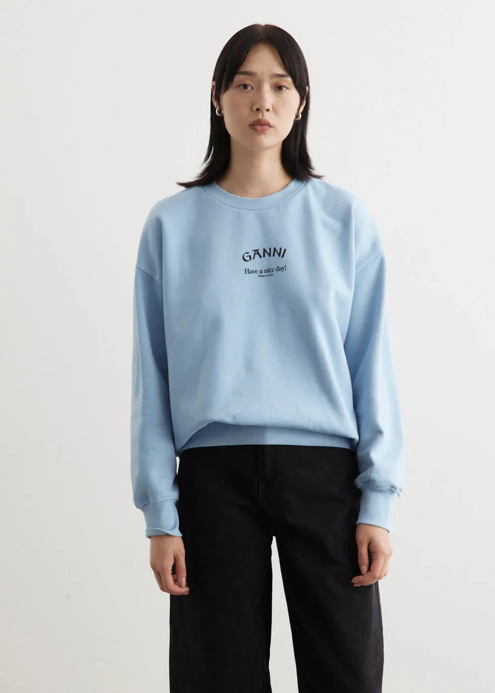 GANNI T3778 BLUE ISOLI OVERSIZED SWEATSHIRT