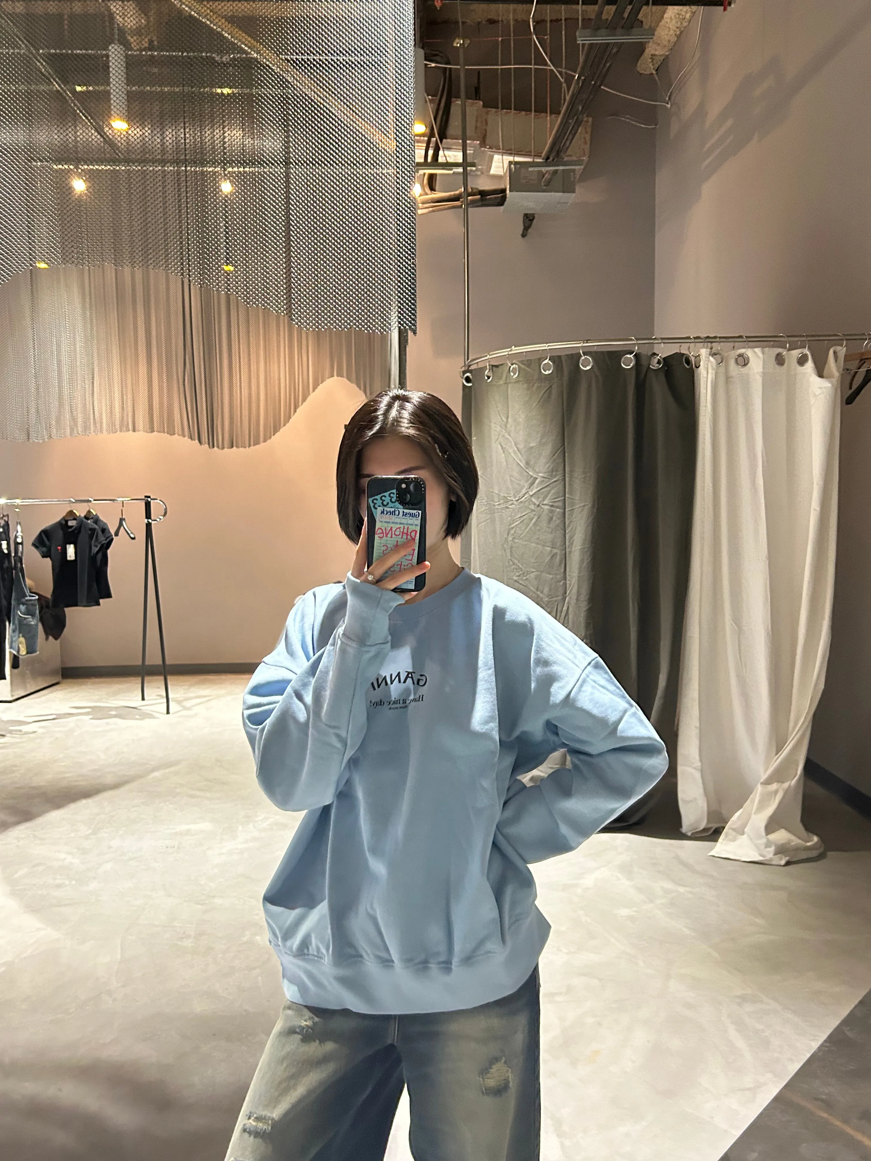 GANNI T3778 BLUE ISOLI OVERSIZED SWEATSHIRT