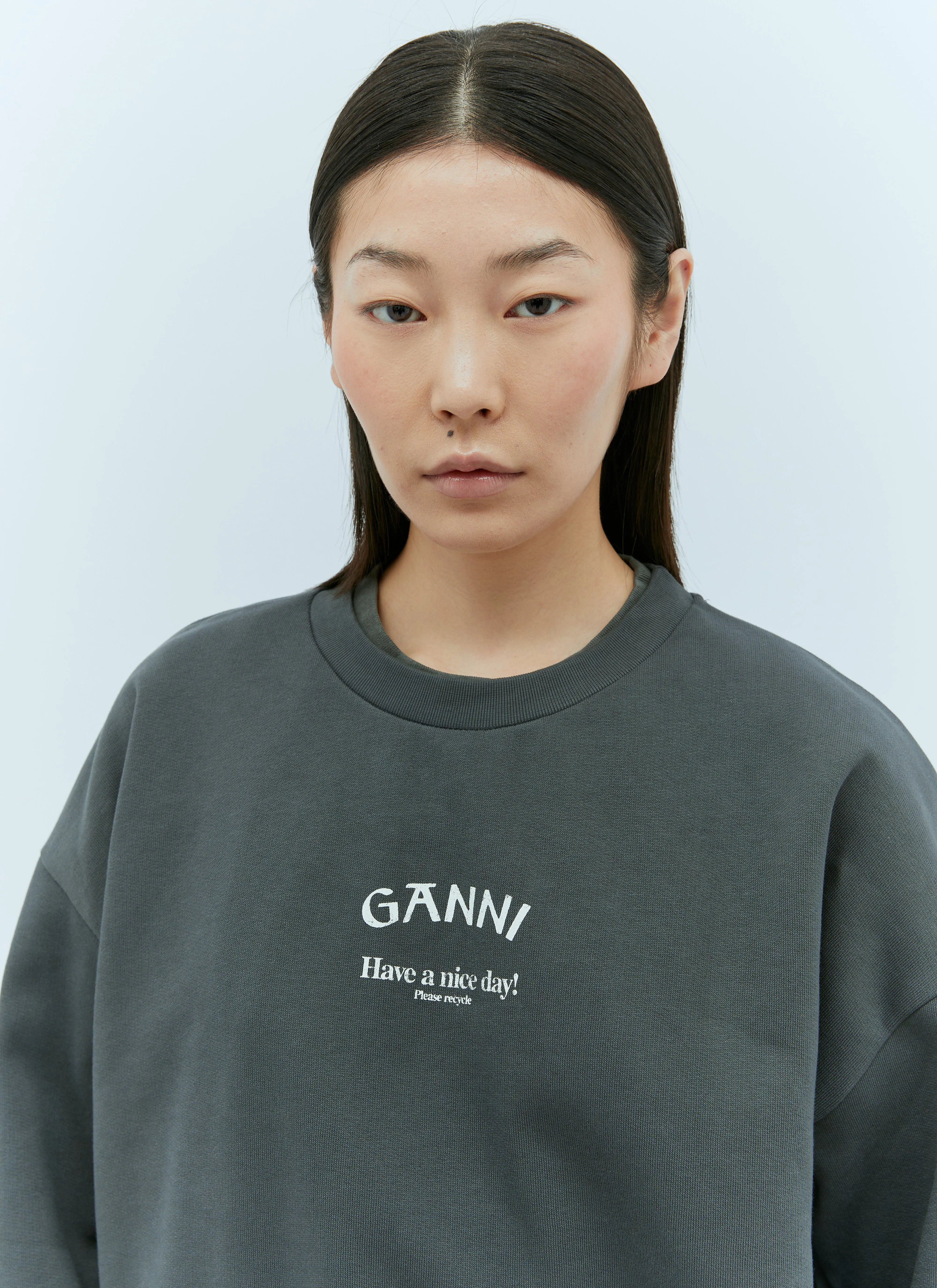 GANNI T3885 GREY ISOLI OVERSIZED SWEATSHIRT