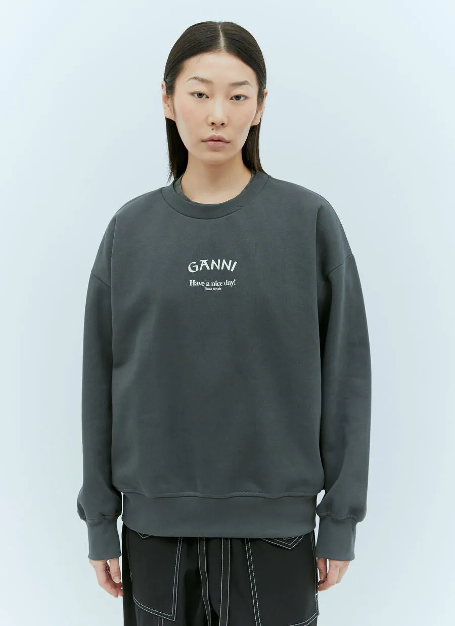 GANNI T3885 GREY ISOLI OVERSIZED SWEATSHIRT