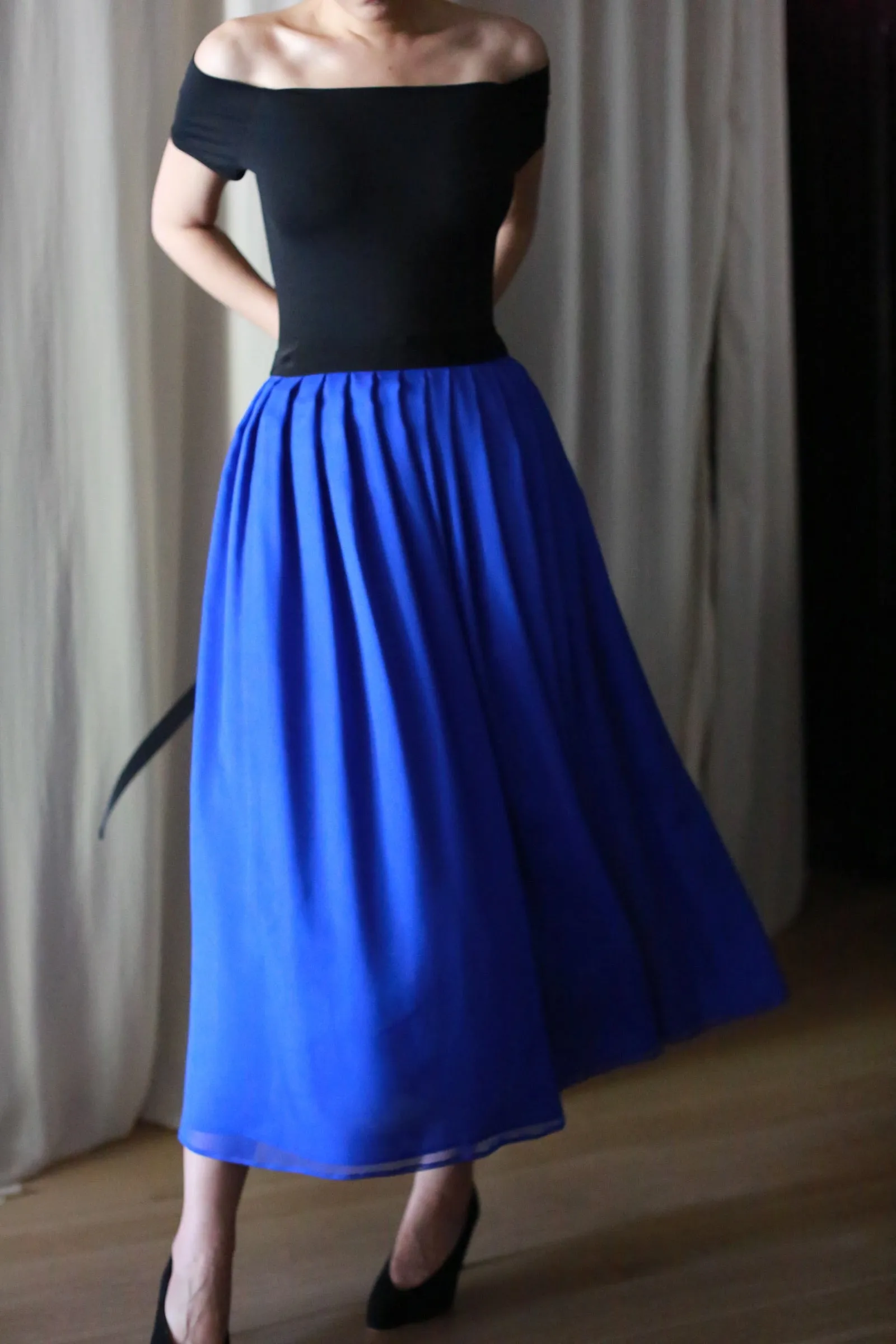 Georgette Pleated Wrap Skirt | Sapphire