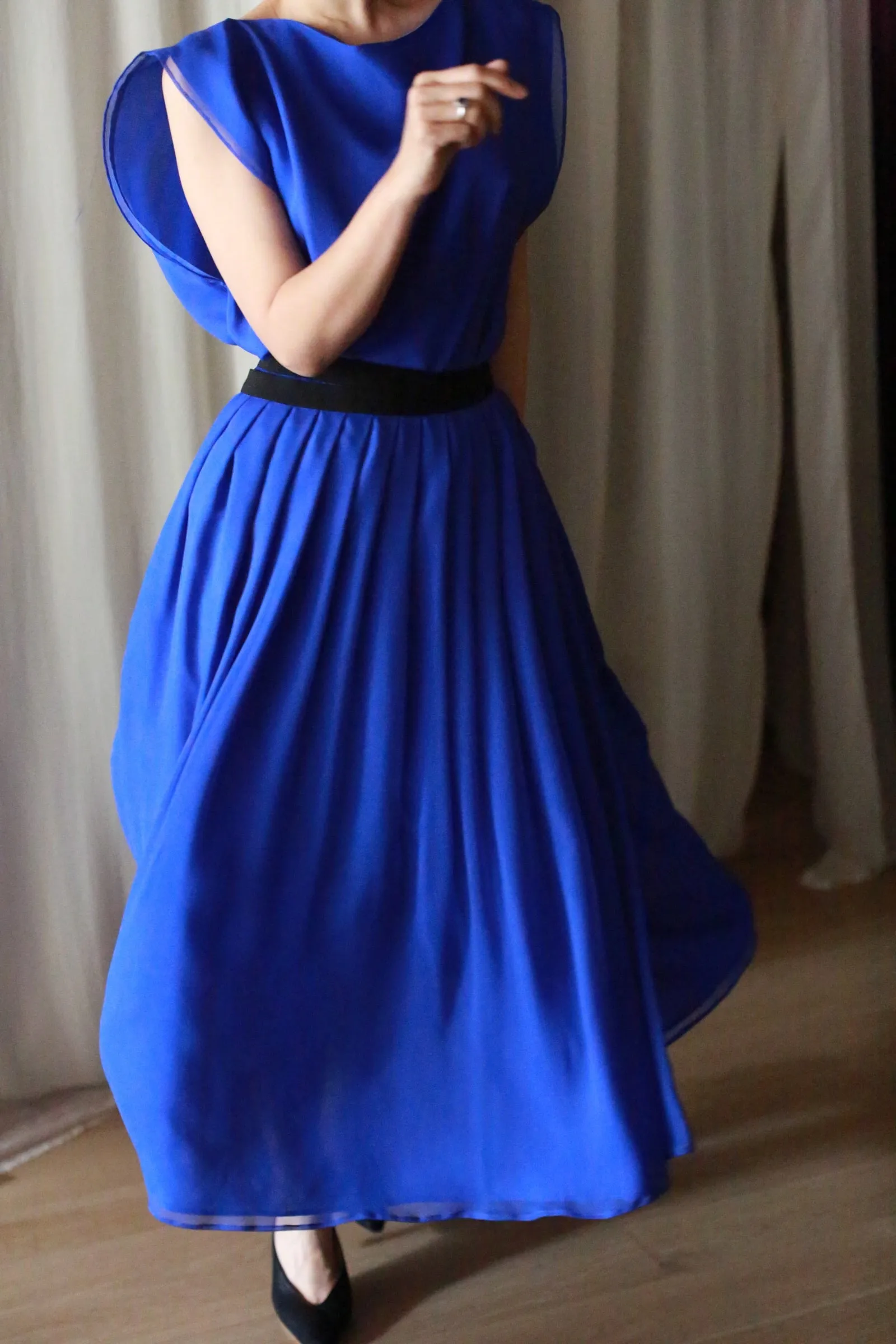 Georgette Pleated Wrap Skirt | Sapphire