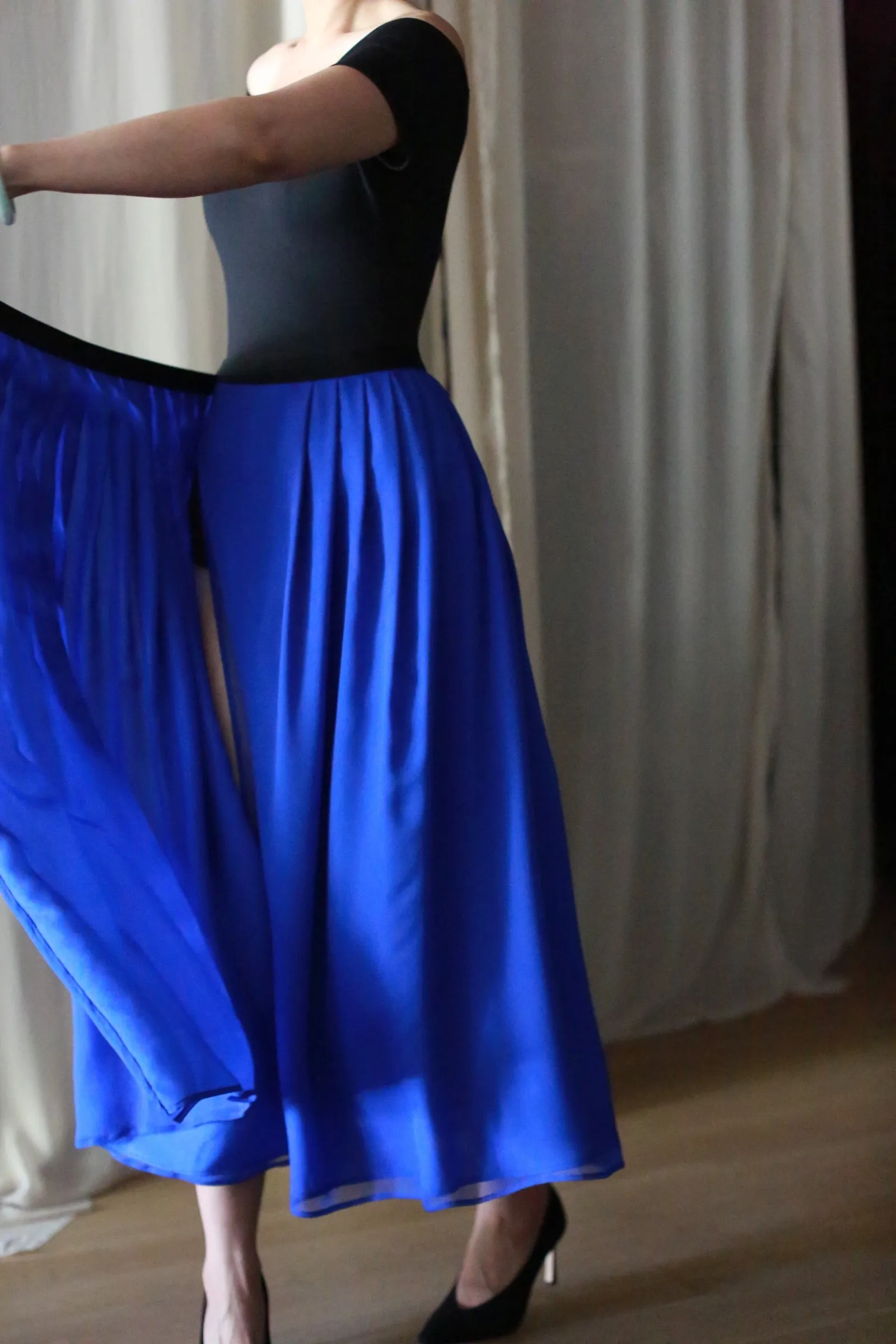 Georgette Pleated Wrap Skirt | Sapphire