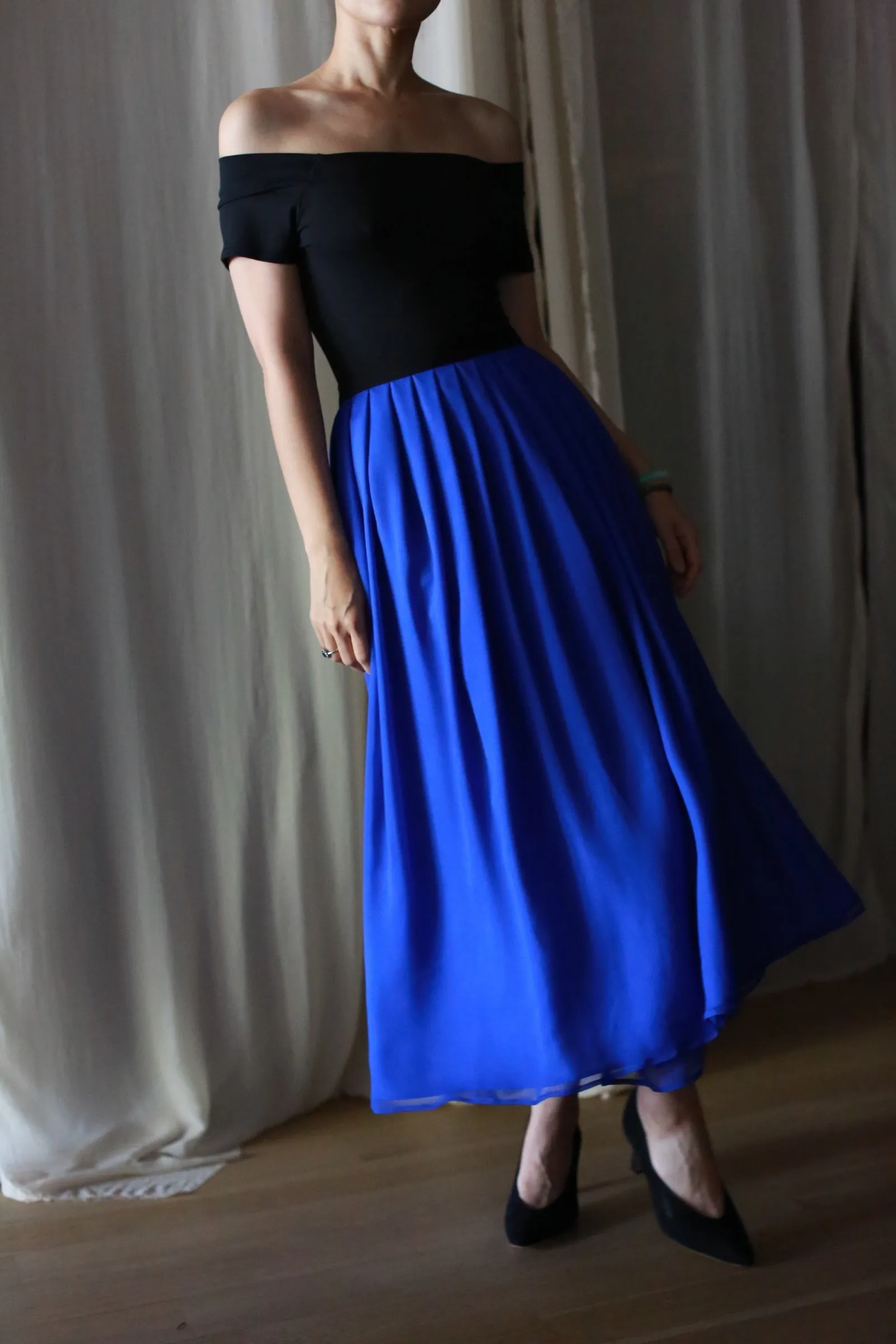 Georgette Pleated Wrap Skirt | Sapphire