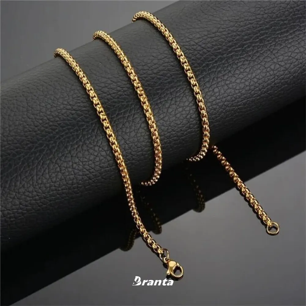 Gold Filled Box Chain Necklace For Men (21 Inch)