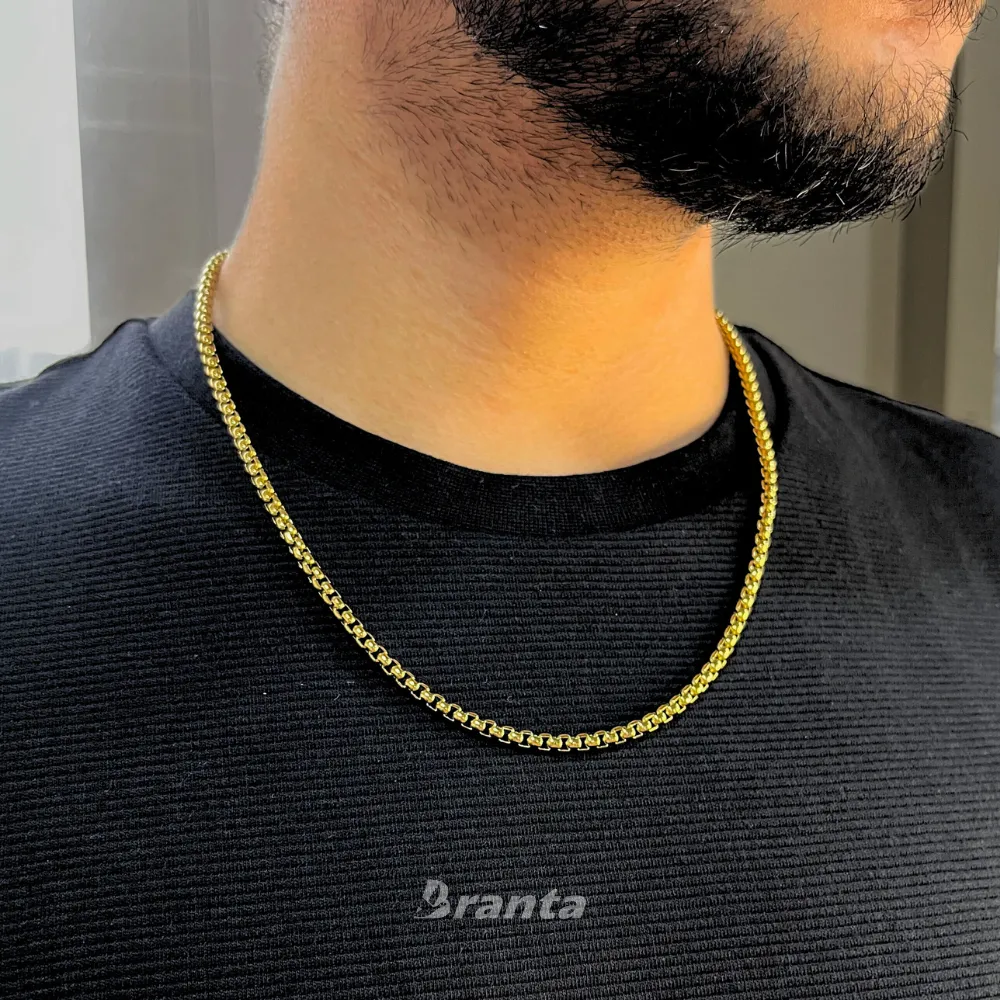 Gold Filled Box Chain Necklace For Men (21 Inch)