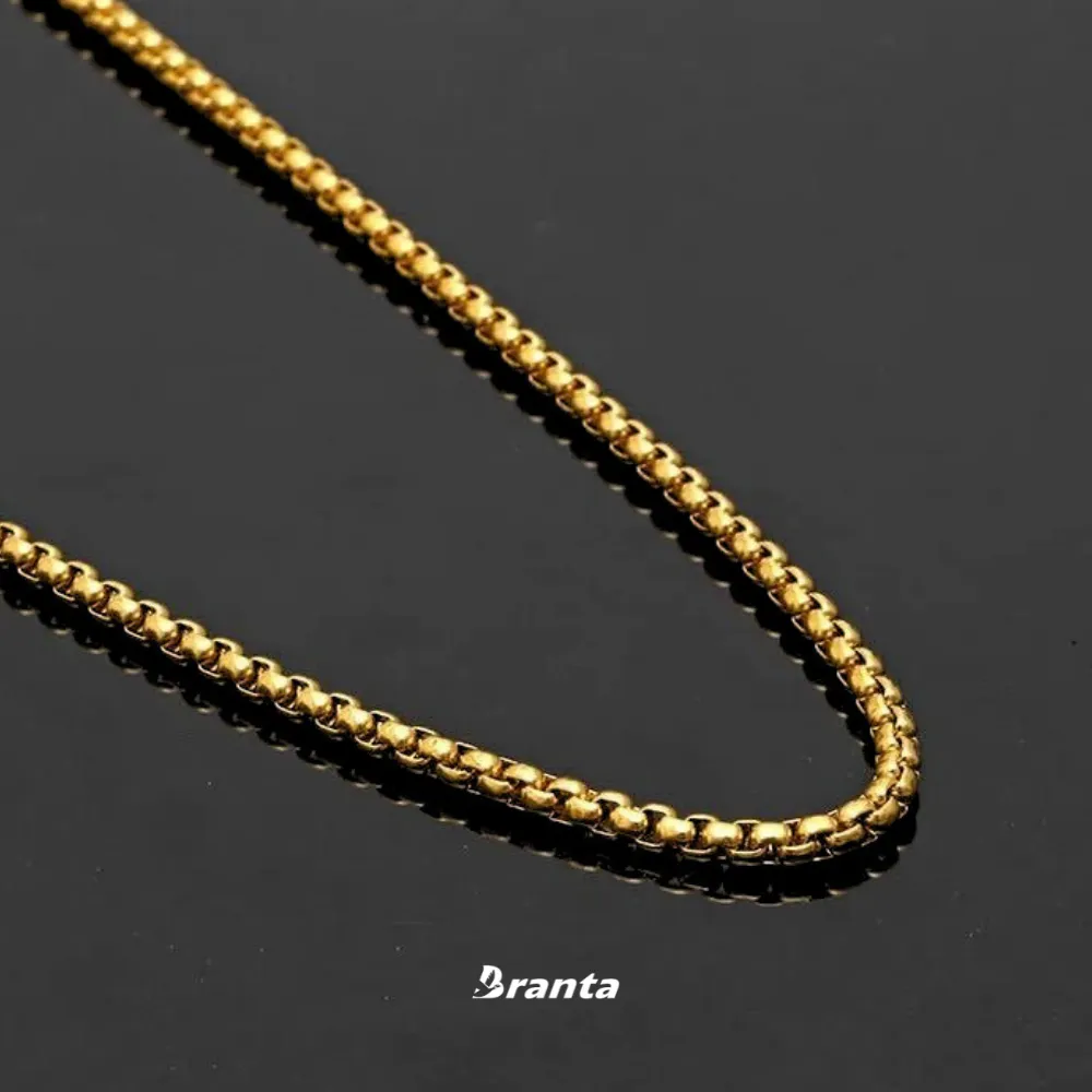 Gold Filled Box Chain Necklace For Men (21 Inch)