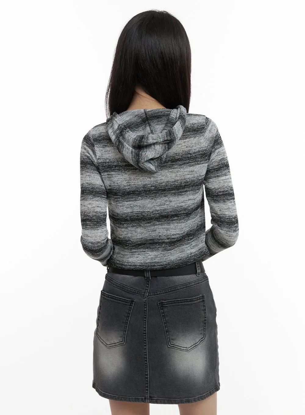 Gradient Stripe Crop Hoodie CA426