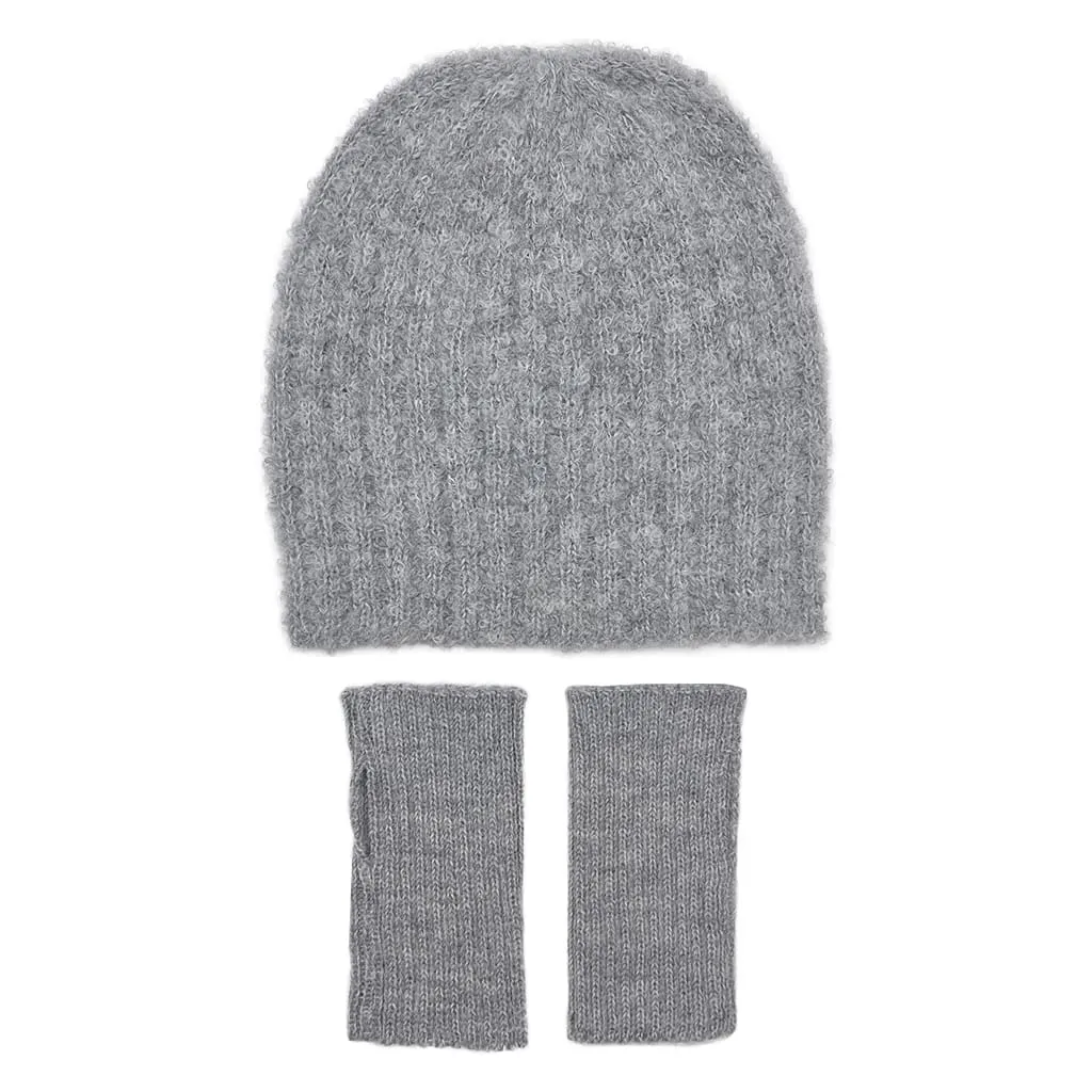 Gray Loop Knit Alpaca Beanie by Slate   Salt