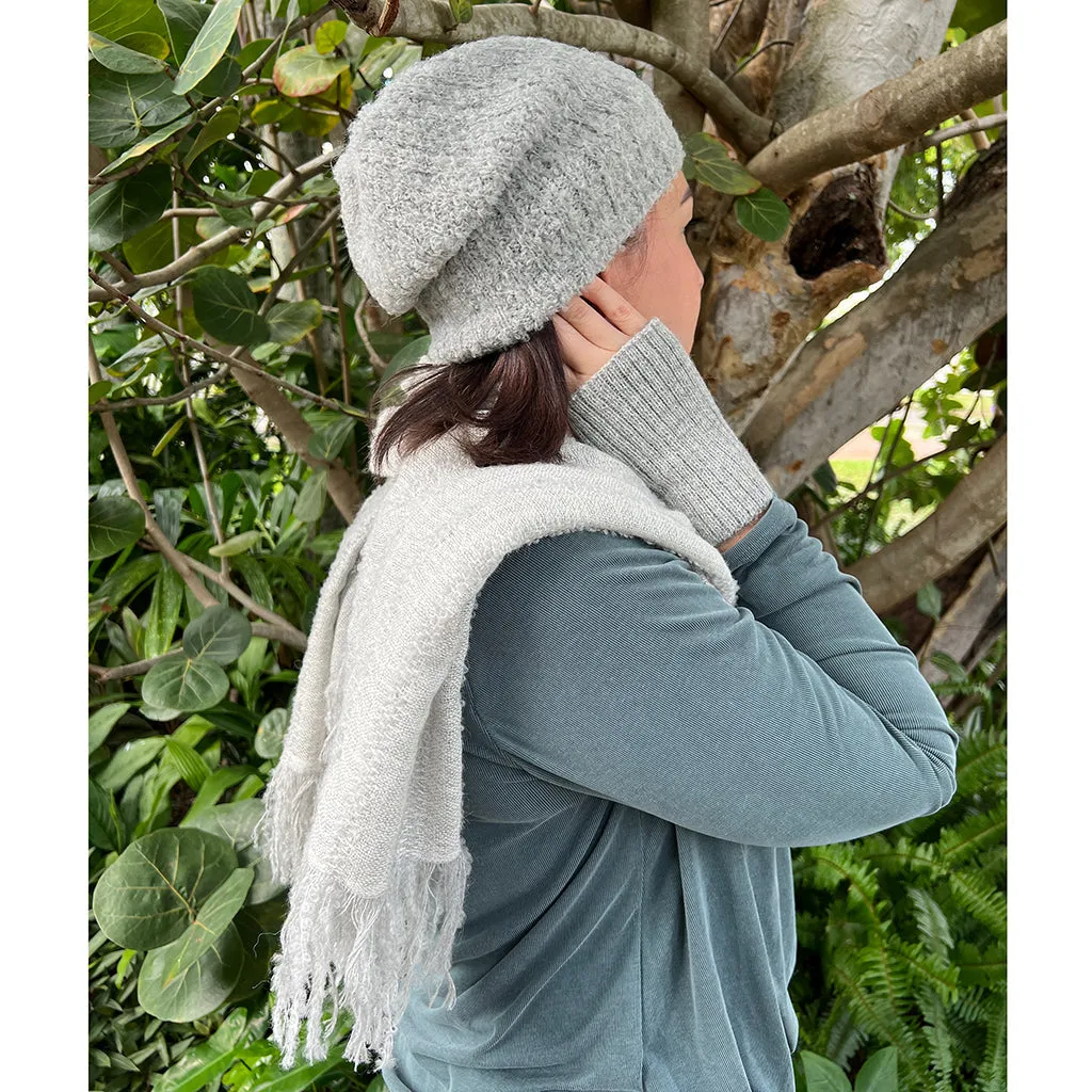 Gray Loop Knit Alpaca Beanie by Slate   Salt