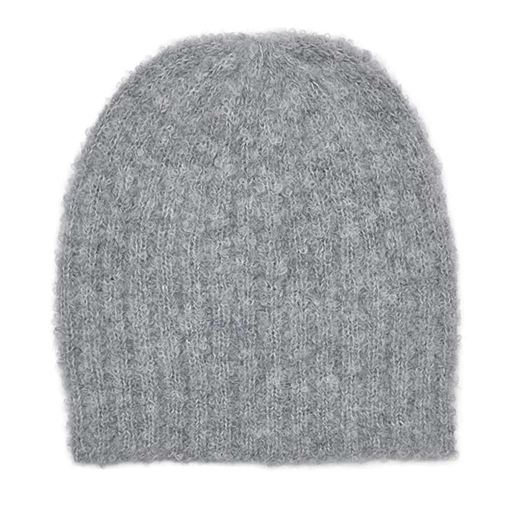 Gray Loop Knit Alpaca Beanie by Slate   Salt