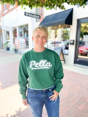 Green Retro Pella Cropped Sweatshirt