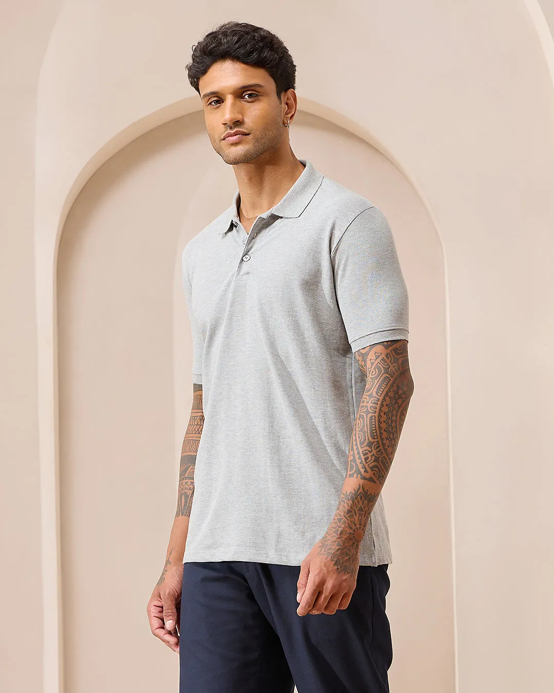 Grey Melange Luxe Polo