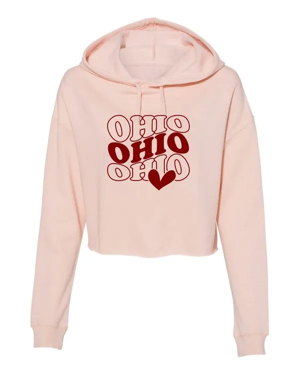 Groovy Ohio With Heart Cropped Hoodie