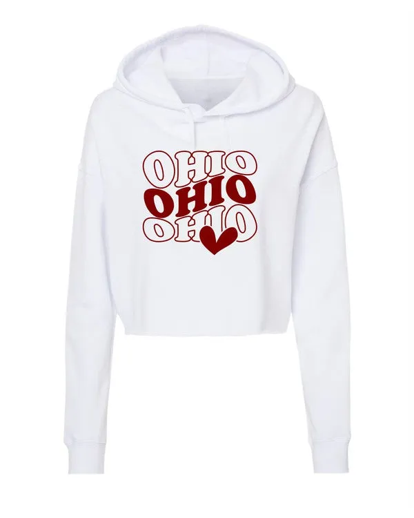 Groovy Ohio With Heart Cropped Hoodie