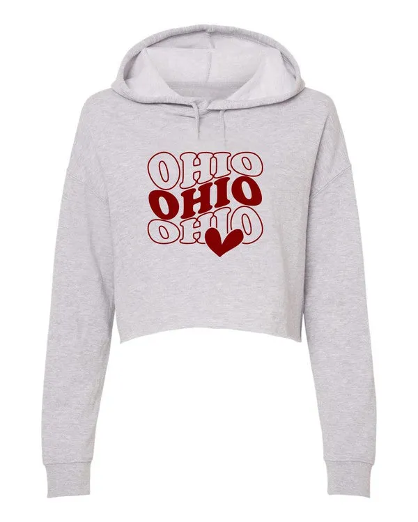 Groovy Ohio With Heart Cropped Hoodie