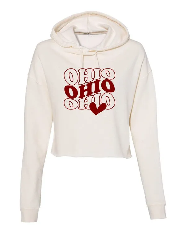 Groovy Ohio With Heart Cropped Hoodie