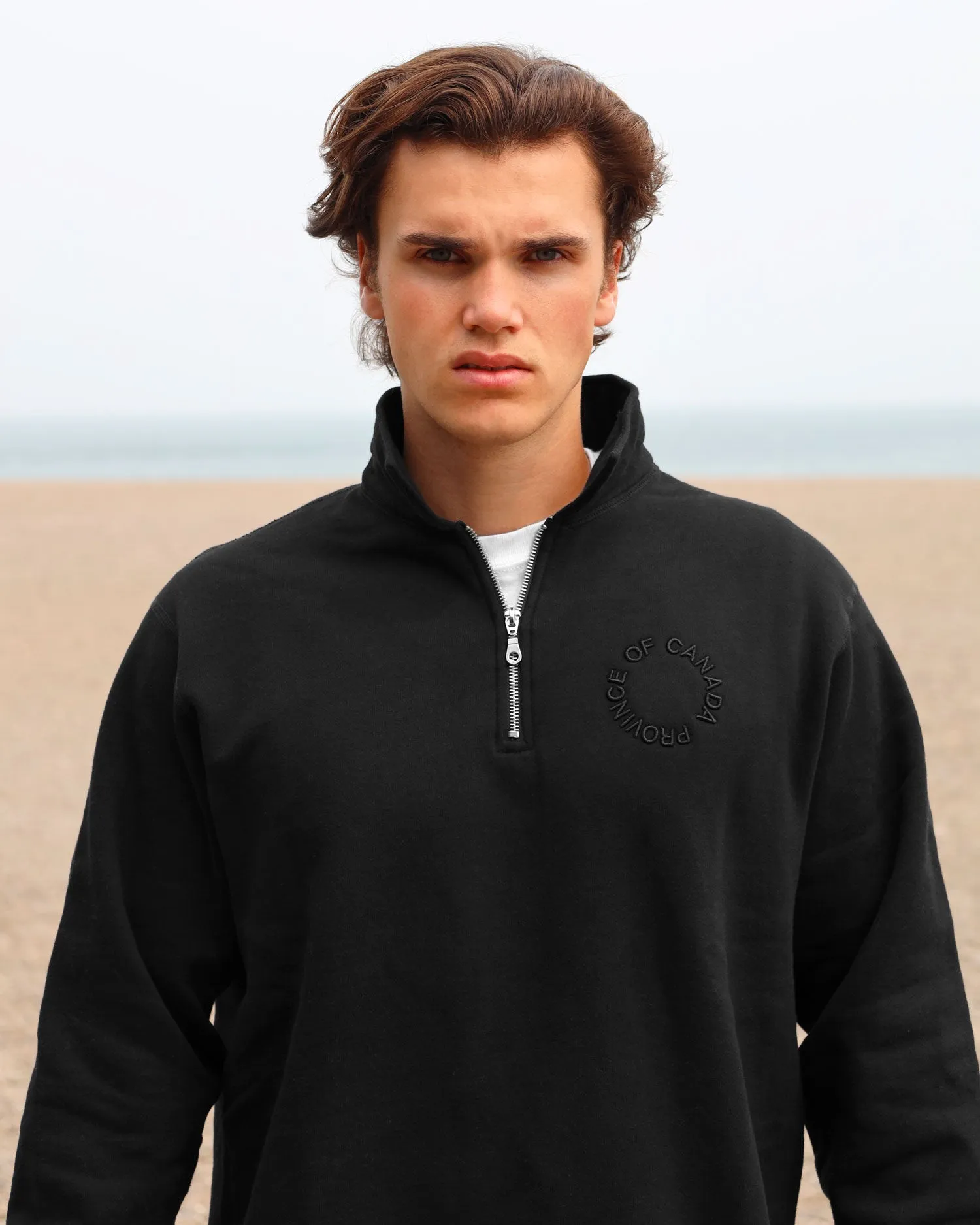 Half Zip Fleece Sweatshirt Black - Unisex