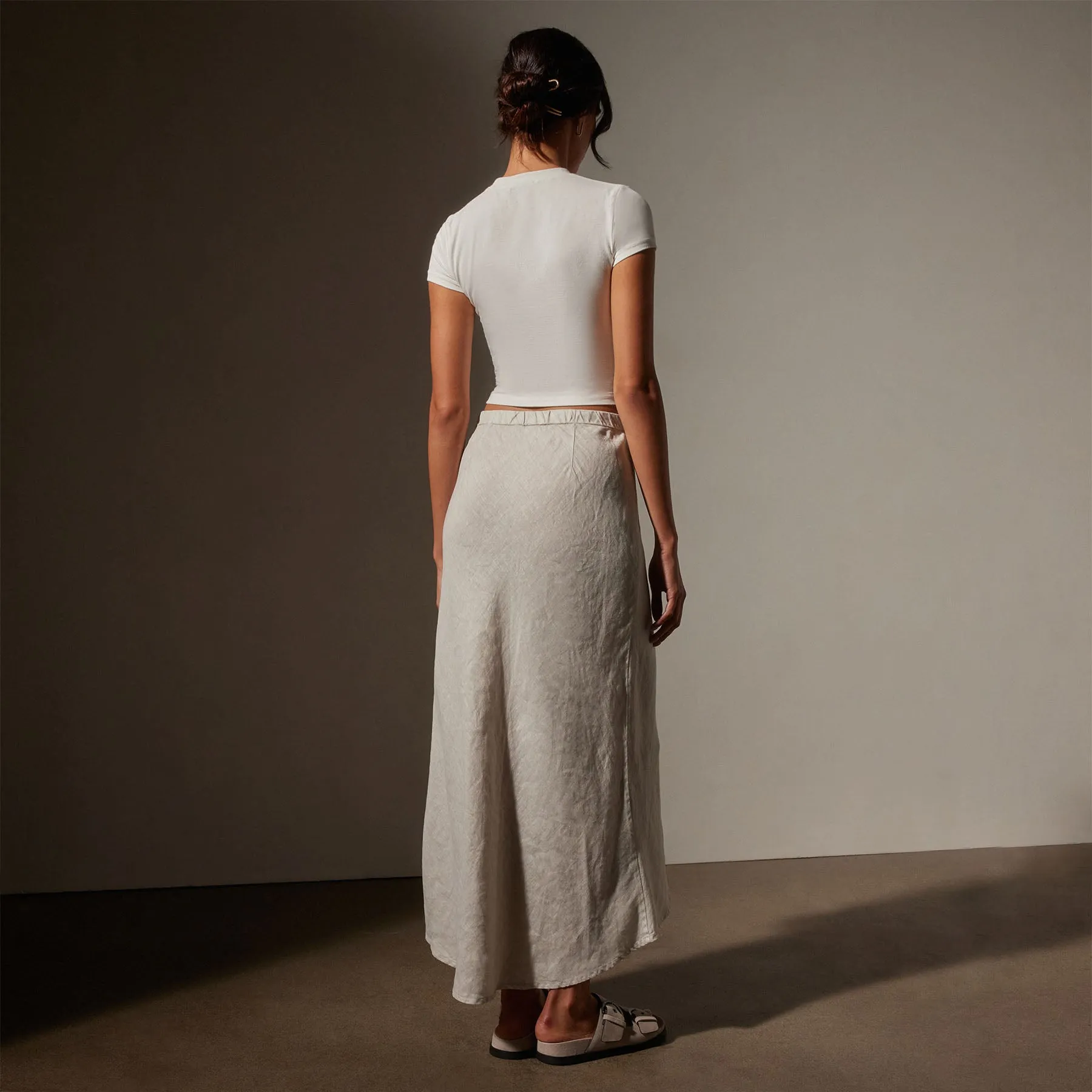 High Low Linen Skirt - Salt Pigment