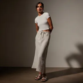 High Low Linen Skirt - Salt Pigment