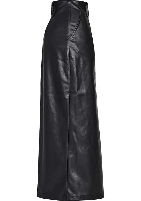 High Waisted Split | FAUX LEATHER SKIRT*