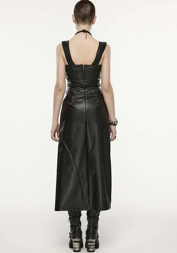 High Waisted Split | FAUX LEATHER SKIRT*