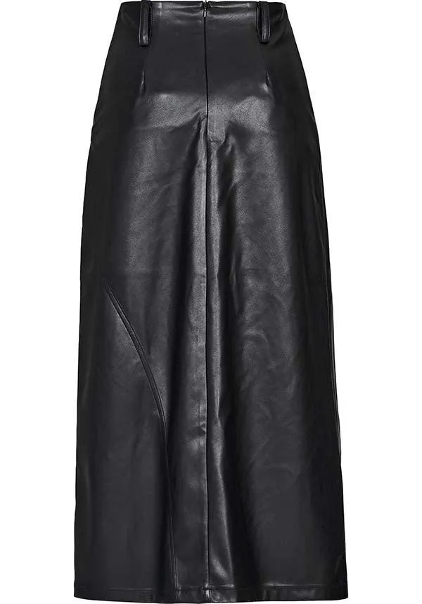 High Waisted Split | FAUX LEATHER SKIRT*