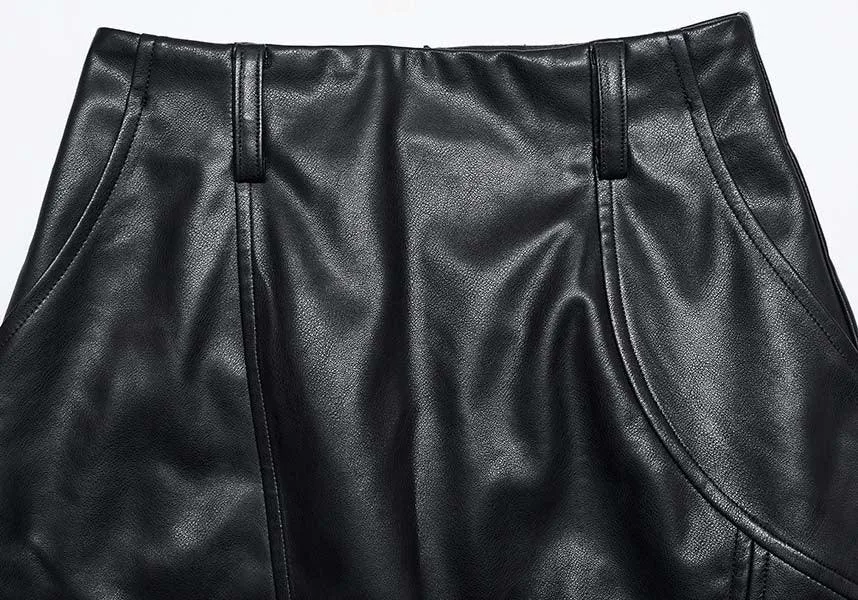 High Waisted Split | FAUX LEATHER SKIRT*