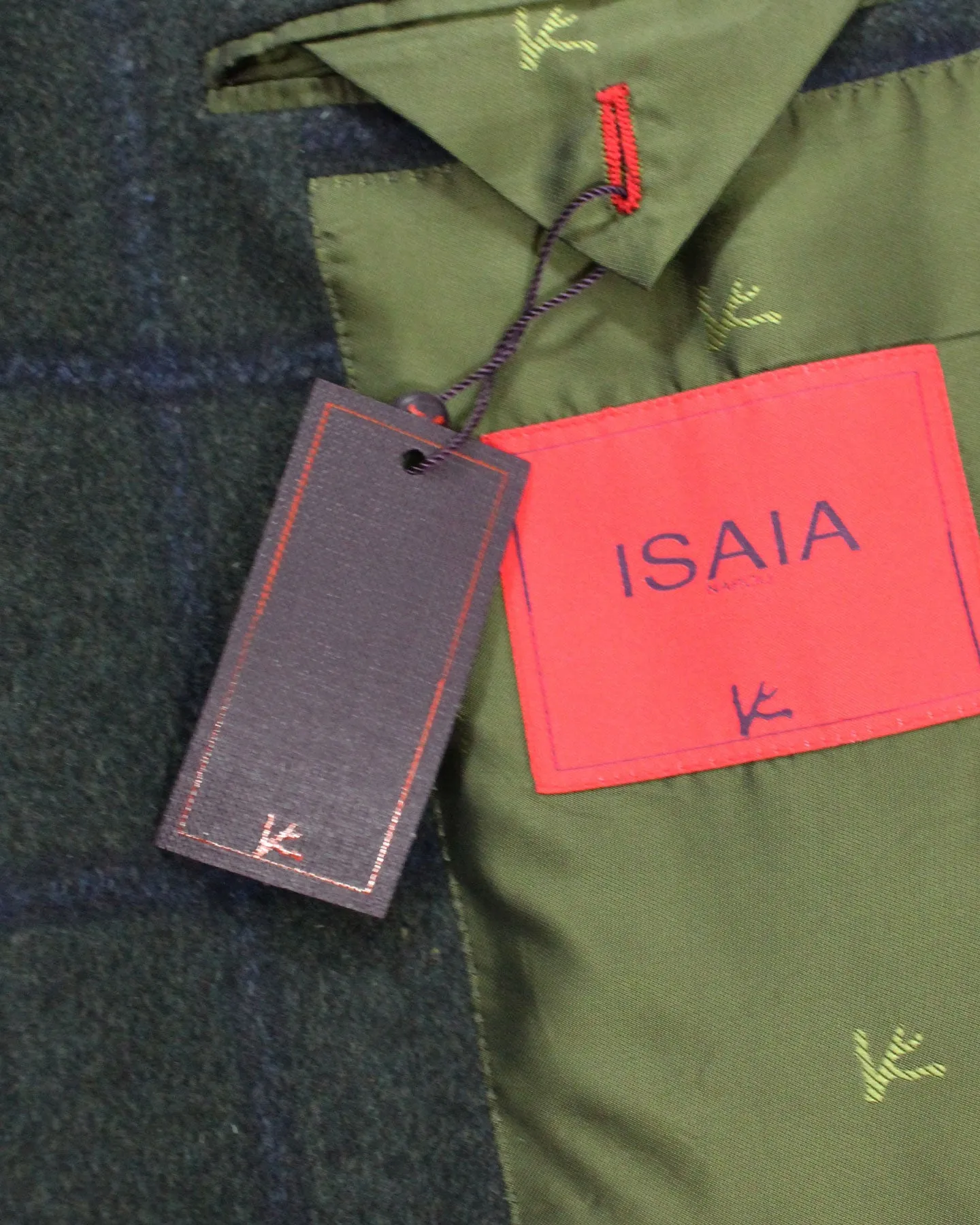 Isaia Sport Coat Dark Green Midnight Blue Windowpane - Wool Cashmere EU 54/ US 44 SALE