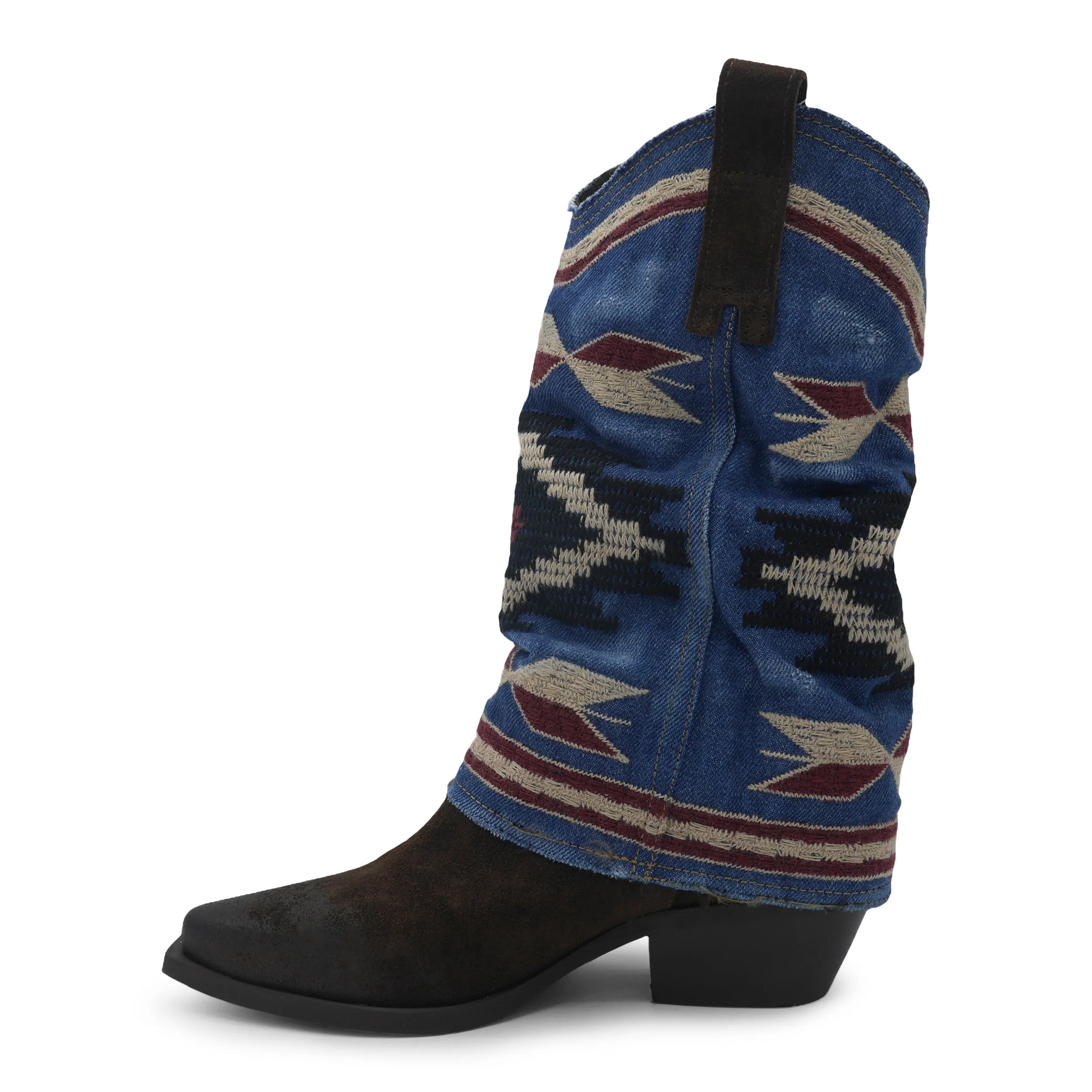 IZEL Choc Brown/Denim Jeans Aztec Boot