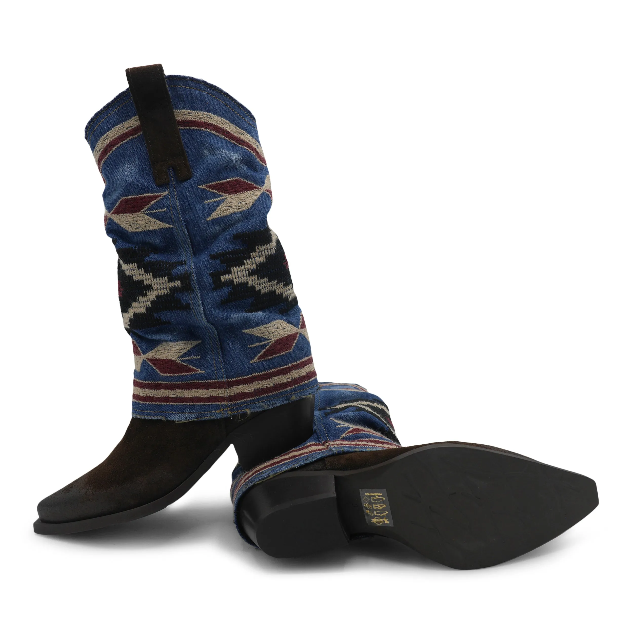 IZEL Choc Brown/Denim Jeans Aztec Boot