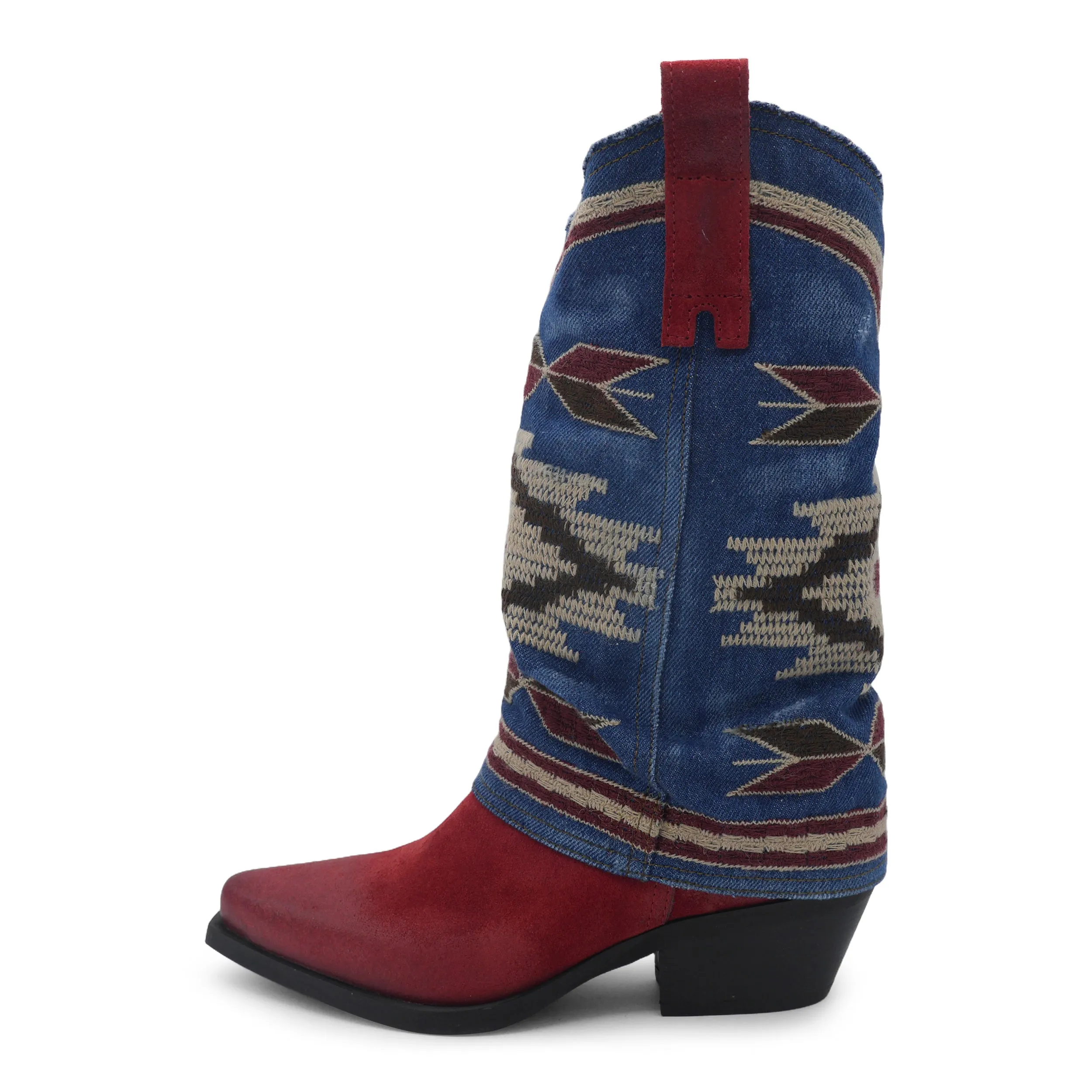 IZEL - Red/Denim Jeans Aztec Boot